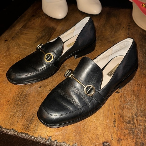 Louise Et Cie Bayne Womens Leather Slip On Round Toe Loafer Shoes Black Size 7 - Picture 1 of 10